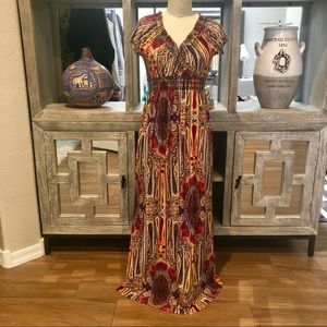 Long Bohemian Short Sleeve Maxi Dress